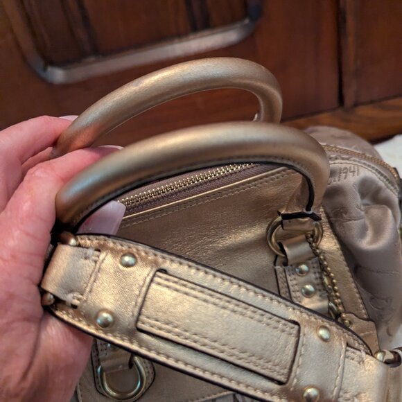 Coach Horse & Carriage Ashley Gold/beige Purse F15540 - Picture 9 of 12